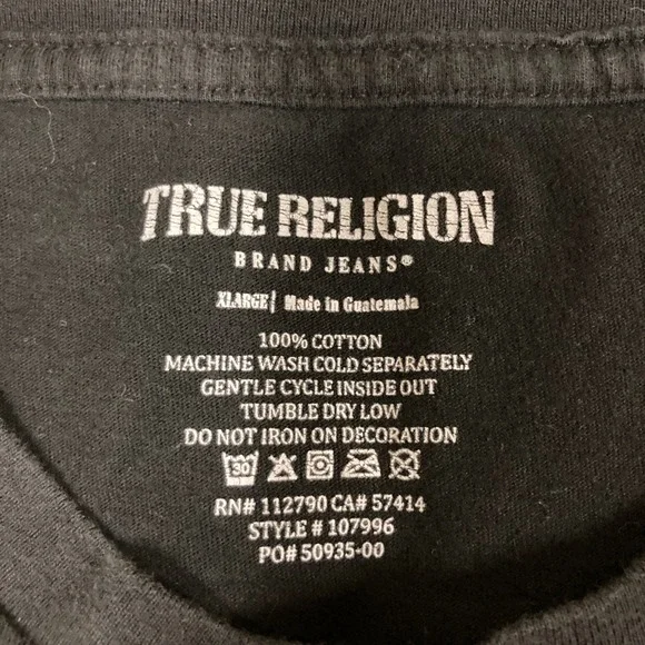 True Religion Mens Buddha Logo Graphic T-Shirt Black Red XL 107996 - Picture 5 of 11